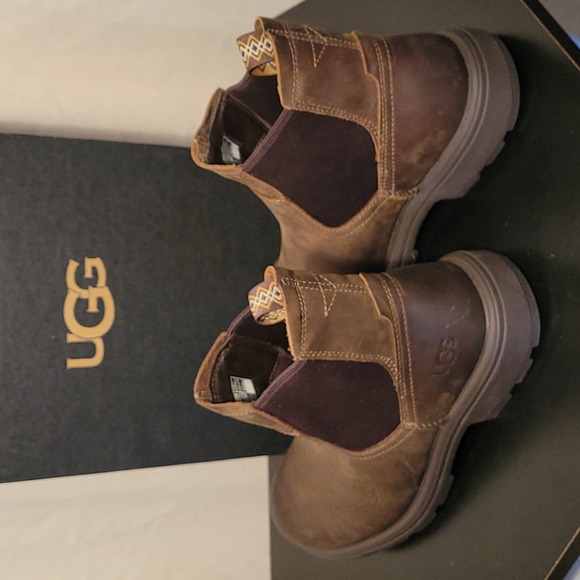 UGG Biltmore Chelsea Brown Leather Chukka Boots 8.5M - Picture 4 of 9